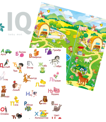 IQ sklopiva podloga sa dva lica Azbuka + Vesela farma 150x200x1 cm